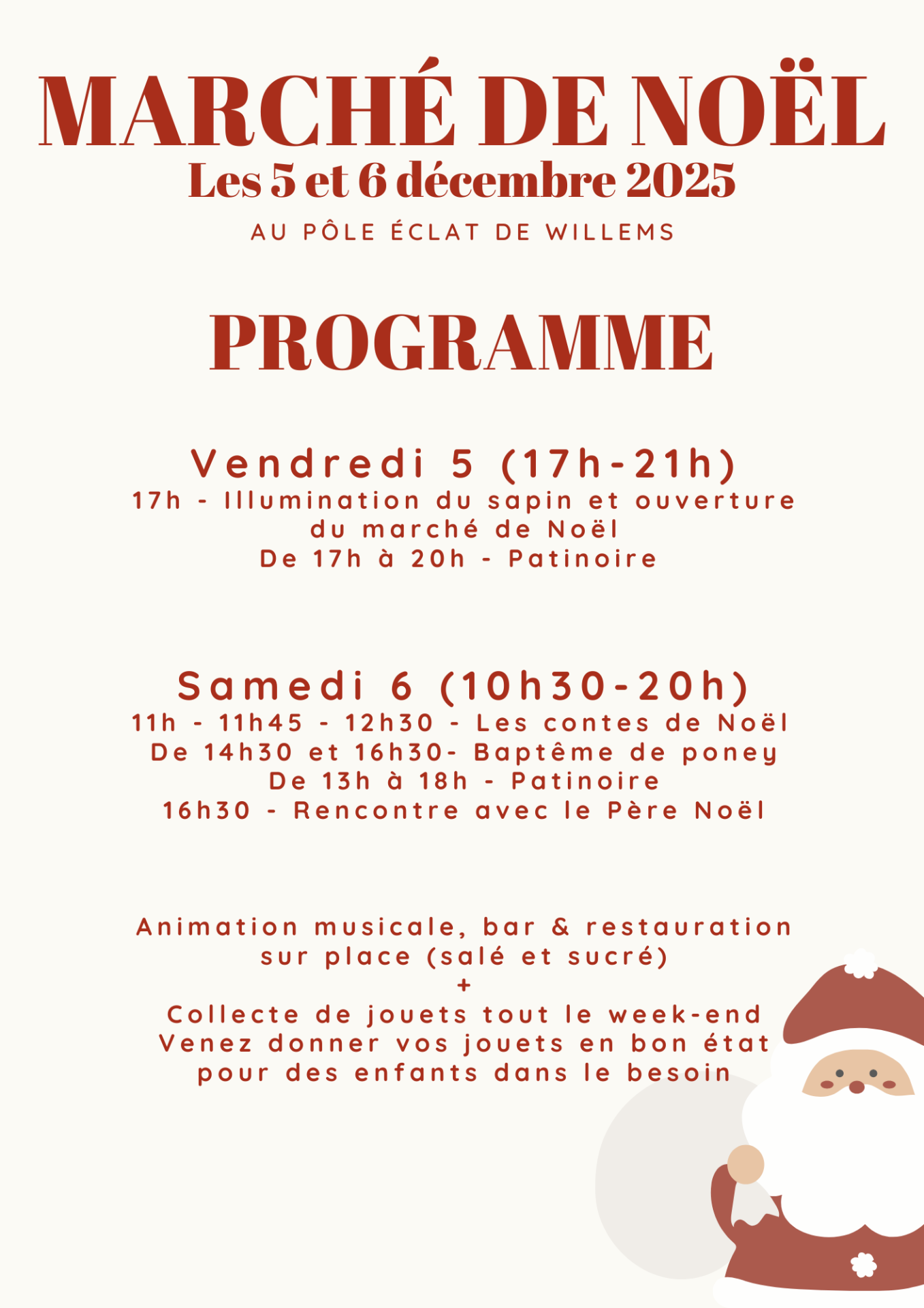 Flyer evenement marche de noel illustratif moderne colore rouge 1 1